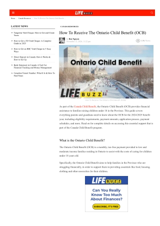 LifeBuzz Planning: Ontario Child Benefit (OCB)