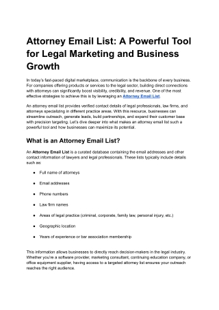 Attorney Email List: A Powerful Tool for Legal Marketing and Business Growth