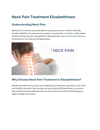 Neck Pain Treatment in Elizabethtown