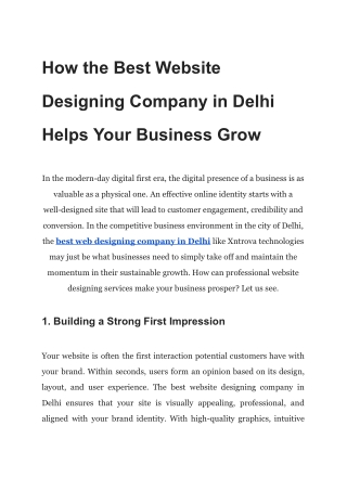 How the Best Website Designing Company in Delhi Helps Your Business Grow