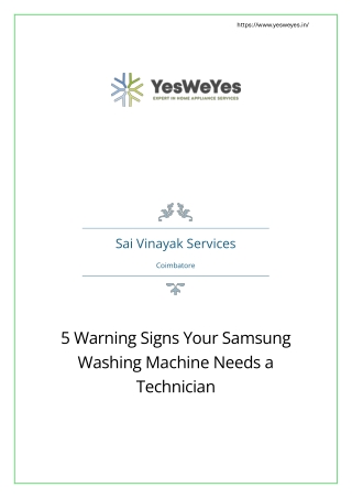 Warning Signs Your Samsung Washer Needs a Technician  Coimbatore