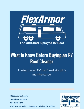 Say Goodbye to Your RV Roof Cleaner with FlexArmor (Aug 25)