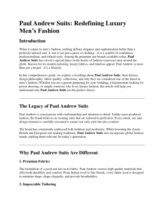 Paul Andrew Suits Redefining Luxury Men’s Fashion