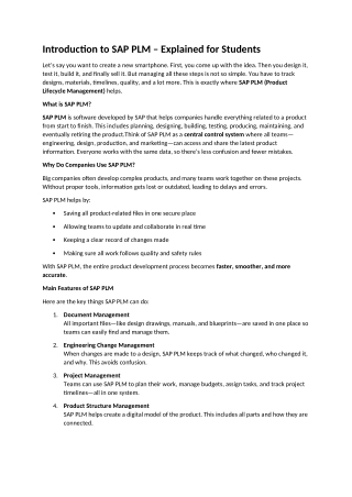 Introduction to SAP PLM – Explained for Students