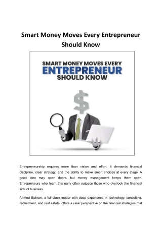 Smart Money Moves Every Entrepreneur Should Know