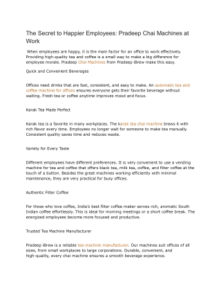 The Secret to Happier Employees_ Pradeep Chai Machines at Work