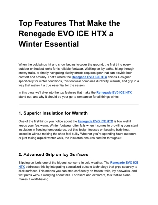 Top Features That Make the Renegade EVO ICE HTX a Winter Essential