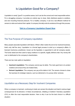 Is Liquidation Good for a Company