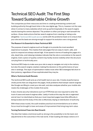 Technical SEO Audit The First Step Toward Sustainable Online Growth