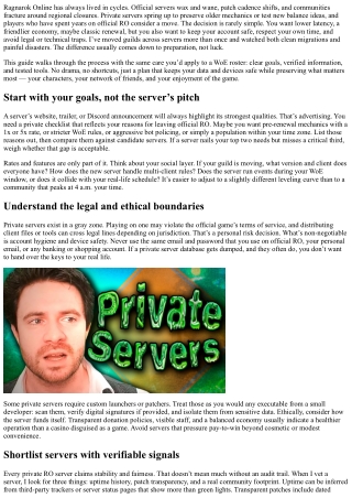 How to Migrate from Official RO to a Private Server Safely