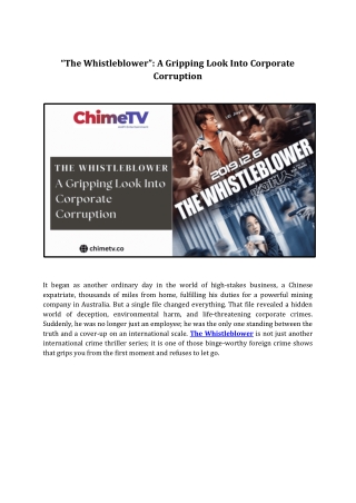 The Whistleblower - Corporate Corruption Exposed - ChimeTV