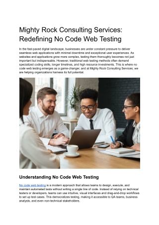 Mighty Rock Consulting Services_ Redefining No Code Web Testing