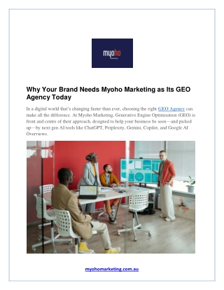 Why Your Brand Needs Myoho Marketing as Its GEO Agency Today
