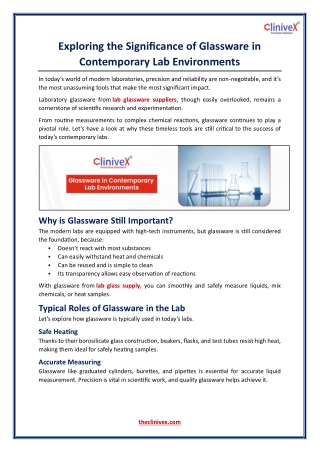 Exploring the Significance of Glassware in Contemporary Lab Environments