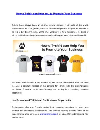 How a T-shirt can Help You to Promote Your Business