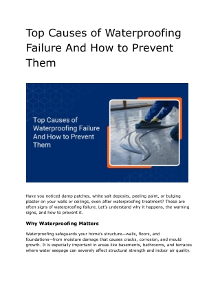 Top Causes of Waterproofing Failure And How to Prevent Them