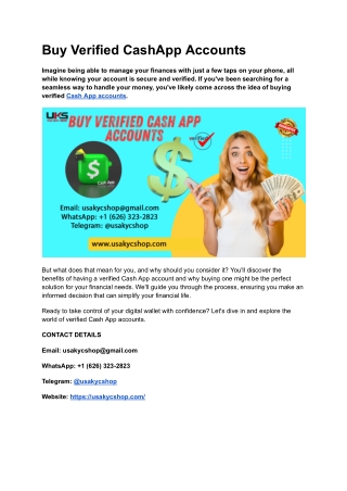 How to Buy Verified Cash App Accounts - With Full Access in 2025