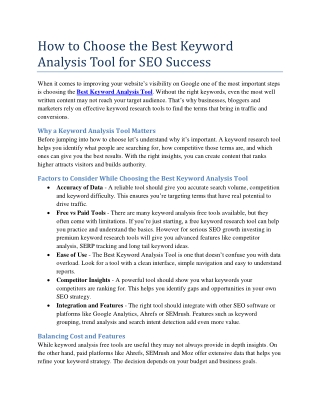 How to Choose the Best Keyword Analysis Tool for SEO Success