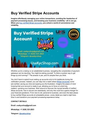 How to Buy Verified Stripe Accounts - 100% high quality service