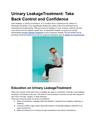 Urinary LeakageTreatment_ Take Back Control and Confidence