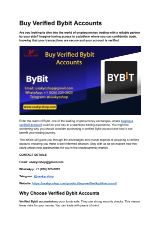 How to Buy Verified Bybit Accounts - With Full Access in 2025
