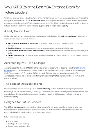 Why XAT 2026 is the Best MBA Entrance Exam for Future Leaders