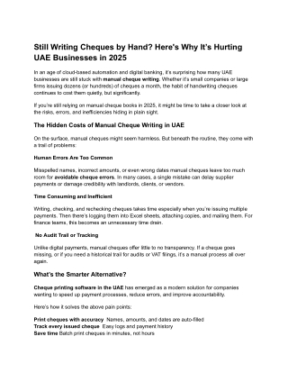 Cheque Printing Software in Dubai, UAE