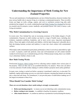 Understanding the Importance of Meth Testing for New Zealand Properties