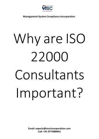 Why are ISO 22000 Consultants Important
