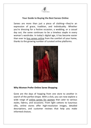 Discover Elegance Redefined Your Guide to Buying the Best Sarees Online