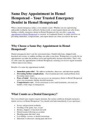 Same Day Appointment in Hemel Hempstead