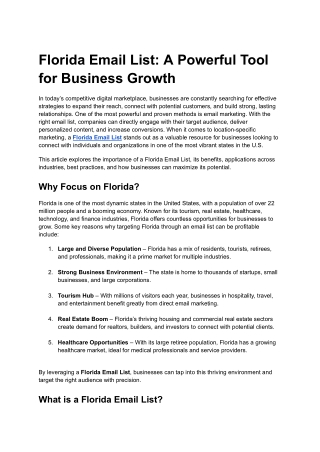Florida Email List: A Powerful Tool for Business Growth