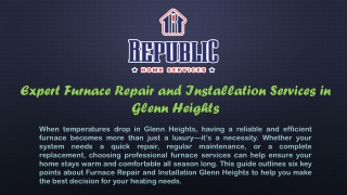 Furnace Repair and Installation Glenn Heights