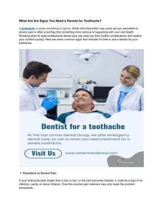 What Are the Signs You Need a Dentist for Toothache?