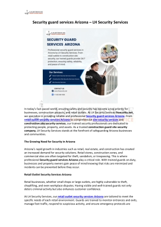Security guard services Arizona – LH Security Services