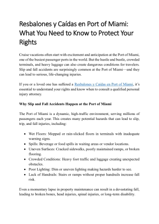 Resbalones y Caídas en Port of Miami What You Need to Know to Protect Your Rights