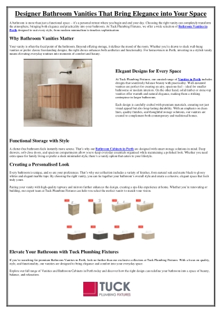 Designer Bathroom Vanities That Bring Elegance into Your Space