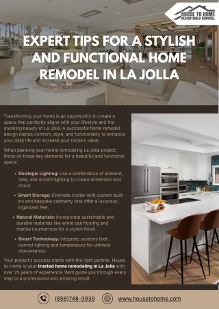 Expert Tips for a Stylish and Functional Home Remodel in La Jolla