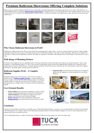 Premium Bathroom Showrooms Offering Complete Solutions