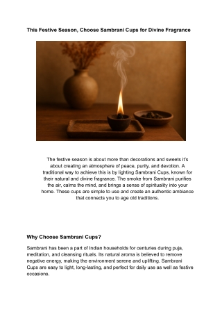 This Festive Season, Choose Sambrani Cups for Divine Fragrance