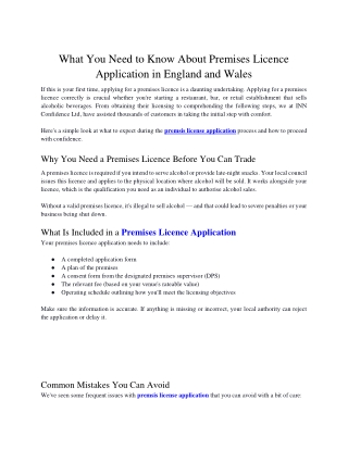 What You Need to Know About Premises Licence Application in England and Wales