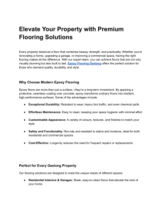 Epoxy Flooring Geelong – Durable & Stylish Flooring Solutions