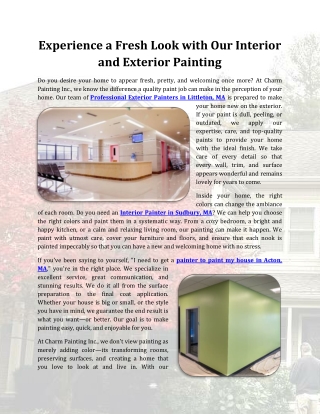 Experience a Fresh Look with Our Interior and Exterior Painting