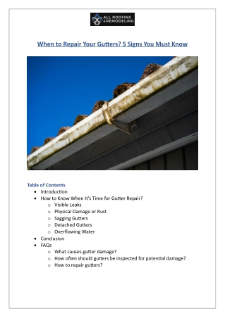 5 Signs You Need Gutter Repair in Houston, TX  All Roofing