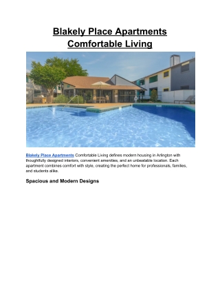 Blakely Place Apartments Comfortable Living