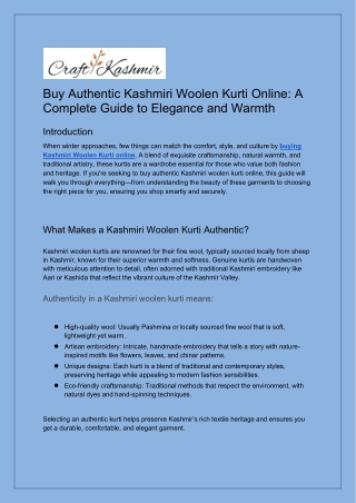 Buy Authentic Kashmiri Woolen Kurti Online: A Complete Guide to Elegance and War