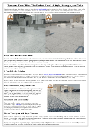 Terrazzo Floor Tiles The Perfect Blend of Style, Strength, and Value
