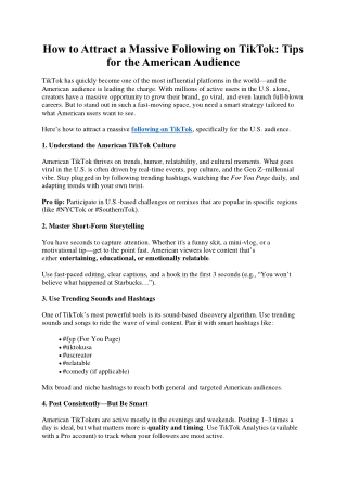 How to Attract a Massive Following on TikTok Tips for the American Audience