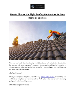 How to Hire Top Roofing Contractors in Conroe, TX | All Roofing