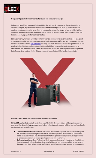 Hoogwaardige Led schermen voor buiten tegen een concurrerende prijs